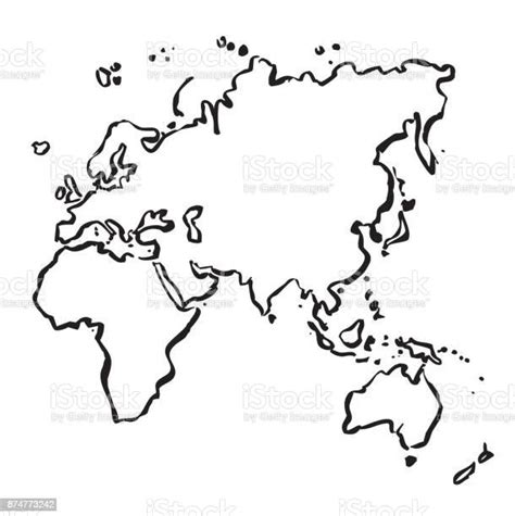 Vector Drawing Map Of Europe Africa And Asia Stock Illustration
