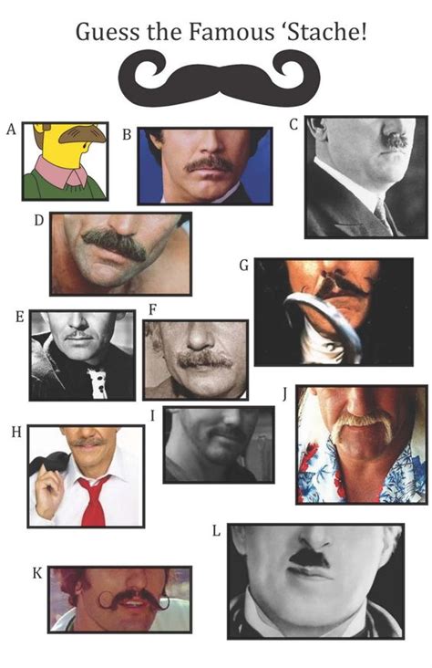 Guess The Famous Stache ~ For The Mustache Match Game Lets Get