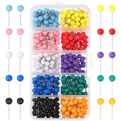 500 Pieces Multi Color Push Pins Map Tacks Plastic Round Head With
