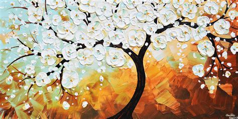Lifes Innocence White Cherry Tree Painting By Christine Bell Fine