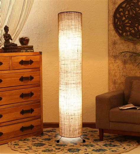 Buy White Fabric Shade Floor Lamp With Beige Base By Lavish At 100 Off