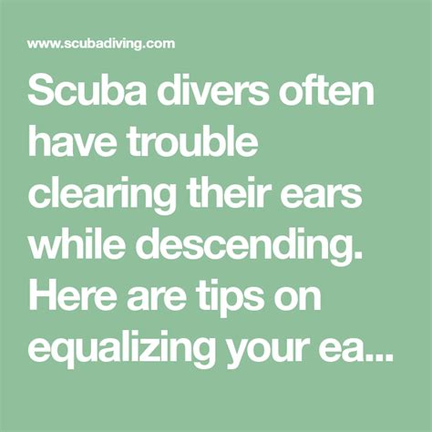 How To Equalize Ear Pressure When Scuba Diving Scuba Scuba Diving