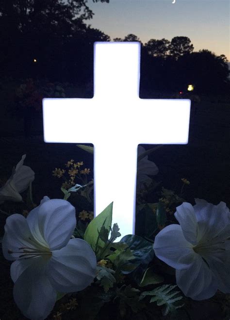 (many of us don't smell so nice when alive. Eternal Light Cross | Cemetery decorations, Grave decorations, Gravesite decorations