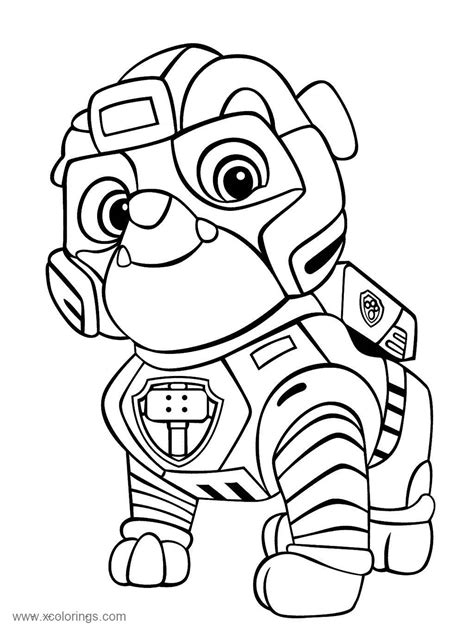 Paw Patrol Mighty Pups Rubble Coloring Pages XColorings Com