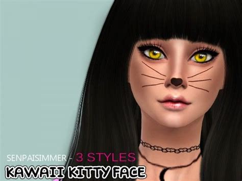 The Sims Resource Kawaii Kitty Face By Senpai Simmer • Sims 4