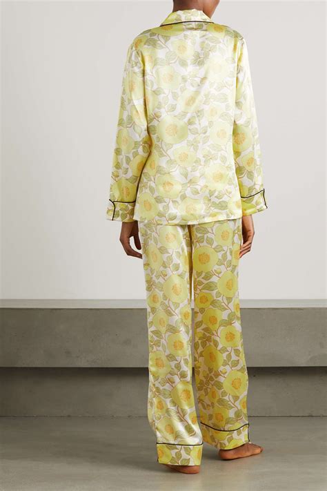 Olivia Von Halle Lila Rafaella Floral Print Silk Satin Pajama Set Net