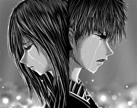 Sad Anime Boy Crying Anime 1170366 Black And White Sa