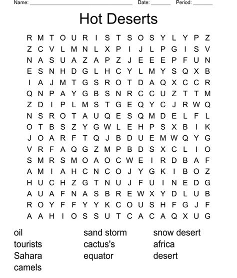 Hot Deserts Word Search Wordmint