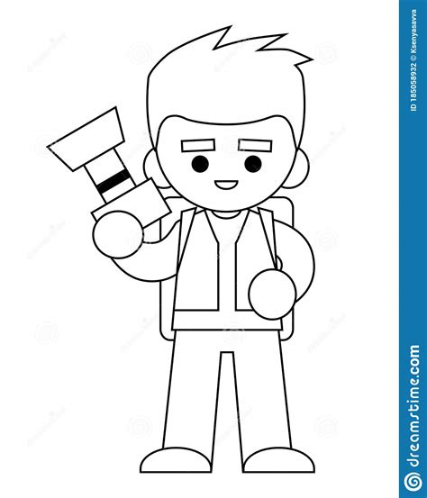 Coloring Book, Photographer with a Camera Stock Vector  Illustration