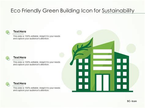 Eco Friendly Green Building Icon For Sustainability Presentation