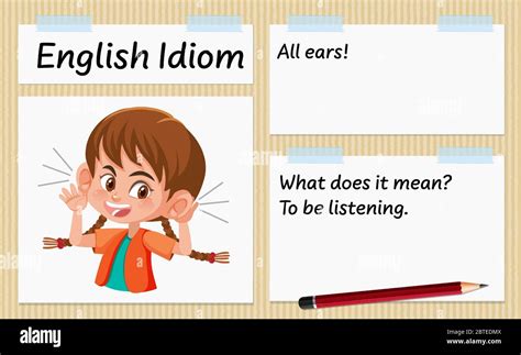 English Idiom All Ears Template Illustration Stock Vector Image And Art