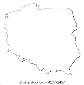 Poland Solid Black Outline Border Map Stock Vector Royalty Free