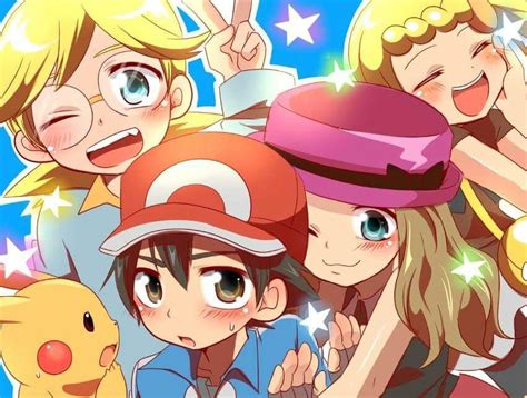 Beautiful ♡ Ash And Pikachu With Their Kalos Friends ♡ I Give Good Credit To Whoever Made