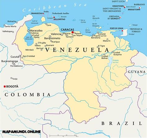 Mapa de Venezuela Político Físico Para Imprimir