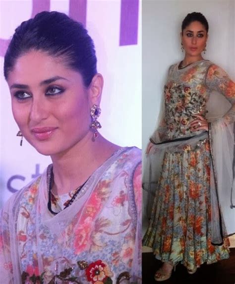Fashion Glamour World Kareena Kapoor Wear Beautiful Anamika Khannas Floral Anarkali Frocks
