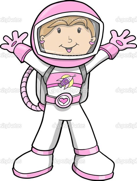 Astronaut Cartoon Girl Sketch Doodle Vector Girl Cartoon Astronaut