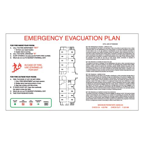 Guest Room Emergency Evacuation Plan Rising Signs