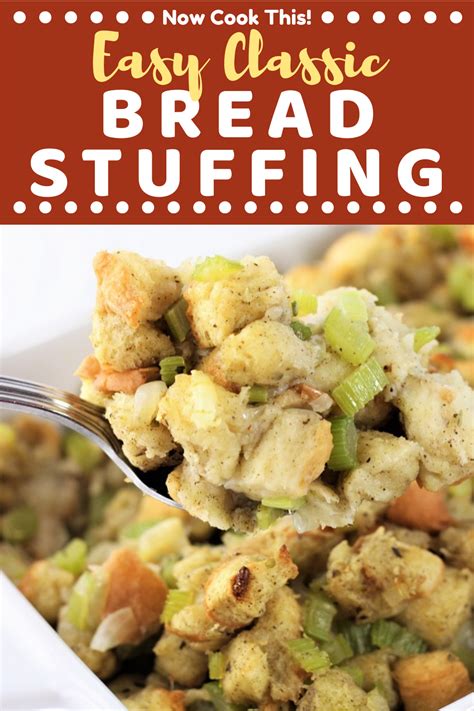 Easy Classic Bread Stuffing Recipe Dressing Recipes Thanksgiving