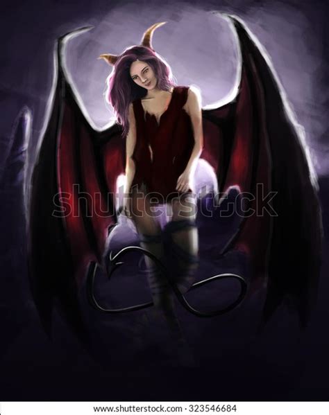 Succubus Wing Beautiful Woman Halloween Demon Ilustración De Stock 323546684 Shutterstock