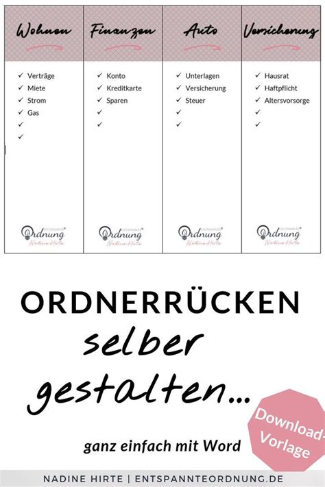 Ordnerrücken Word + PDF [kostenlose Vorlage zum Download ...