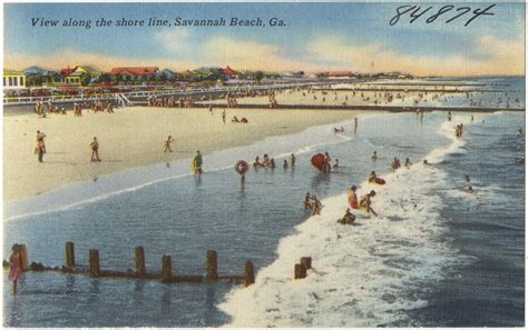 It's a very clean beach, no seaweed, not really any litter, great waves, nice pier with a pavilion. View along the shoreline, Savannah Beach, Ga. - Digital ...