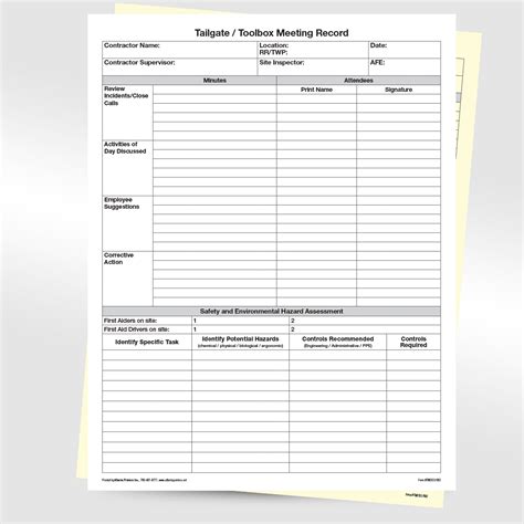 Sample Record Of Toolbox Meeting Template Sample Reco