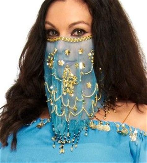 Turquoise Blue Ornate Harem Belly Dancer Costume Face Veil Face Veil