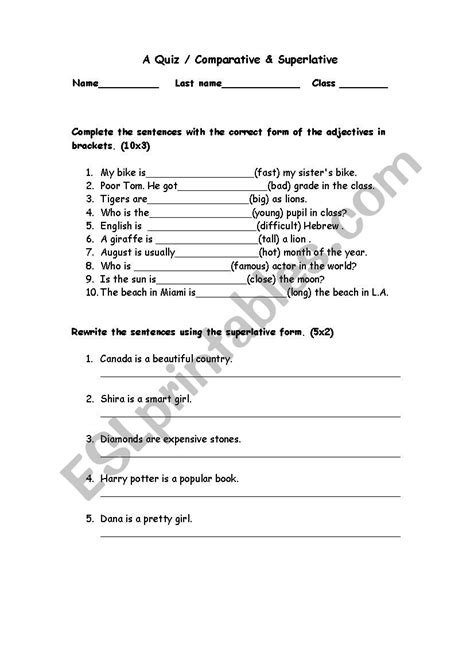 Free esl printable comparatives english grammar worksheets, tesol questions, esol quizzes, tests, comparatives eal exercises, tefl activities, . Free Esl Worksheets And Answer Keys For Comparatives ...