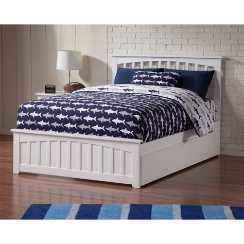 Atlantic Furniture Mission White Full Size Platform Bed With Twin Size Trundle Bed