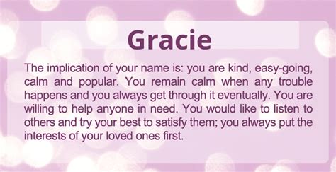 The Implication Of Your Name Gracie Is You Are Kind Easy Going Calm