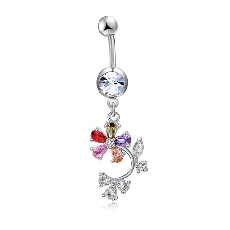 New Arrival Colorful Flower Navel Ring Sexy Women Girls Body Piercing