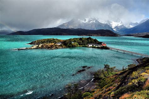 799666 Pehoe Lake Patagonia Chile Lake Mountains Island Coast