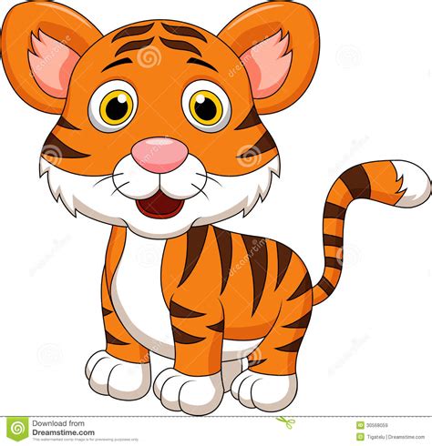 Collection of cartoon pictures of tigers (46). Cute baby tiger cartoon stock vector. Illustration of ...