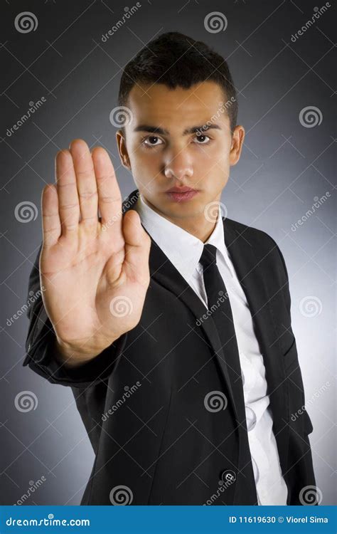 Business Man Saying Stop Stock Photo Image Of Human 11619630