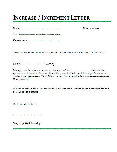 salary increment letter template  generally  summary