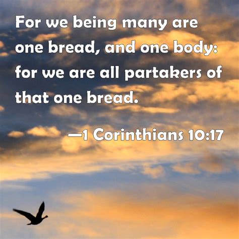 1 Corinthians 1017 For We Being Many Are One Bread And One Body For