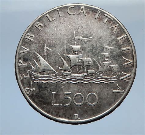 1961 Italy Christopher Columbus Discover America Silver Italian Coin