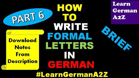 How To Write Formal Letters In German Lesson 65 Part 6 Letters
