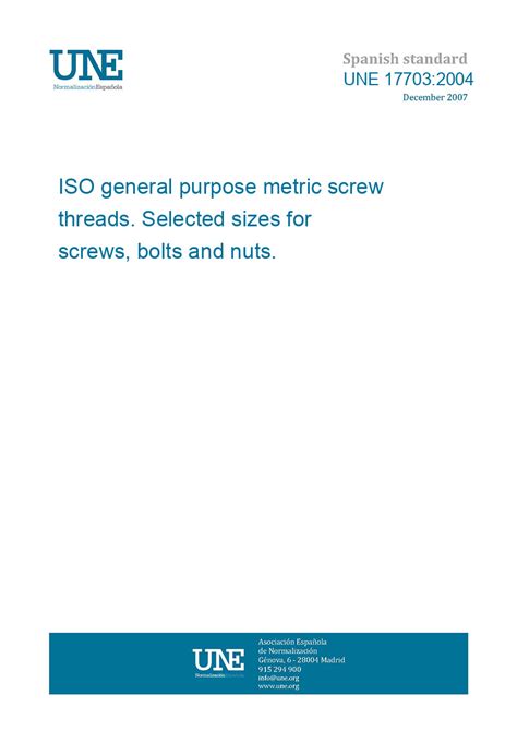 Une 177032004 Iso General Purpose Metric Screw Threads Selected Sizes