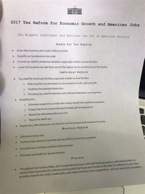 The white house tax plan one pager, passed out just now in briefing.pic.twitter.com/ycuce6fzzc. Trump'ın Vergi Reformu Heyecan Yaratmadı - 27 Nisan 2017 ...