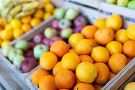 Image Of Ripe Oranges On Counter In Supermarket Stock Image Image Of
