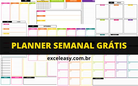 Planner Semanal Para Imprimir 7 Modelos Grátis Excel Easy