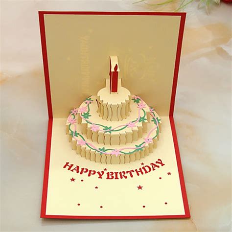 3d Colorful Birthday Cake T Card Handmade Cute Happy Birthday