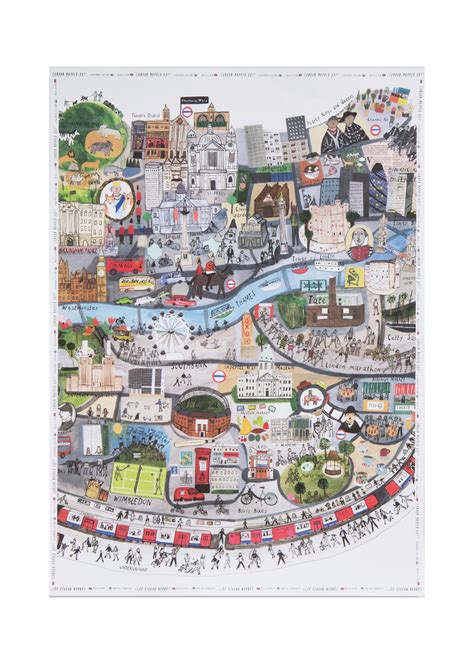 London Mapped Out Wrapping Paper Poster 2 Pieces Illustrated Map