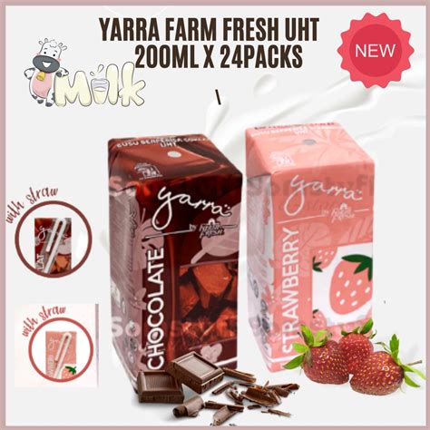 Yarra Farm Fresh Uht Milk Chocolate Milkstrawberry Milk 200ml X 24pack