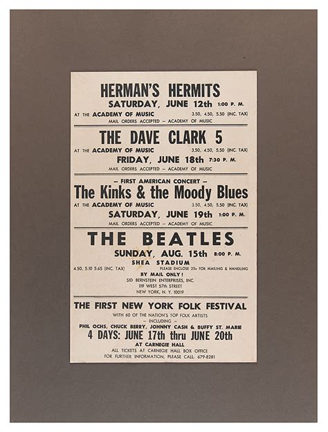 Beatles 1965 Shea Stadium Poster Rr Auction