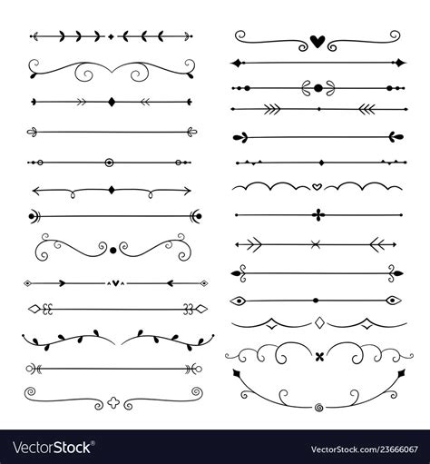 Hand Drawn Dividers Line Design Elements Vintage Vector Image