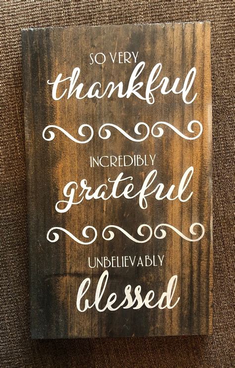 Grateful Thankful Blessed Wooden Sign Decor Etsy