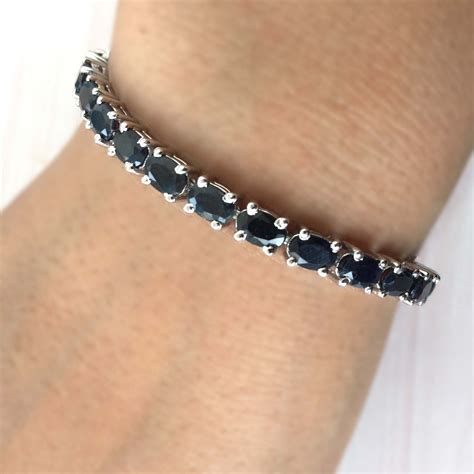 Natural Blue Sapphire Bracelet Gemstone Bracelet Sterling Etsy