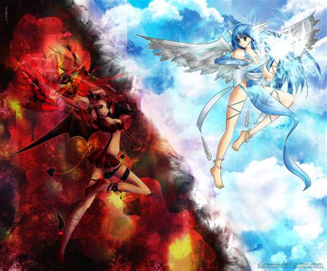 Two Sides Angels And Demons Anime Angel Anime Drawings
